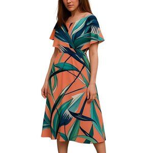 Art Deco Lily Wicker Pattern | Elegant Vintage Floral Design Sarah V-neck Dress